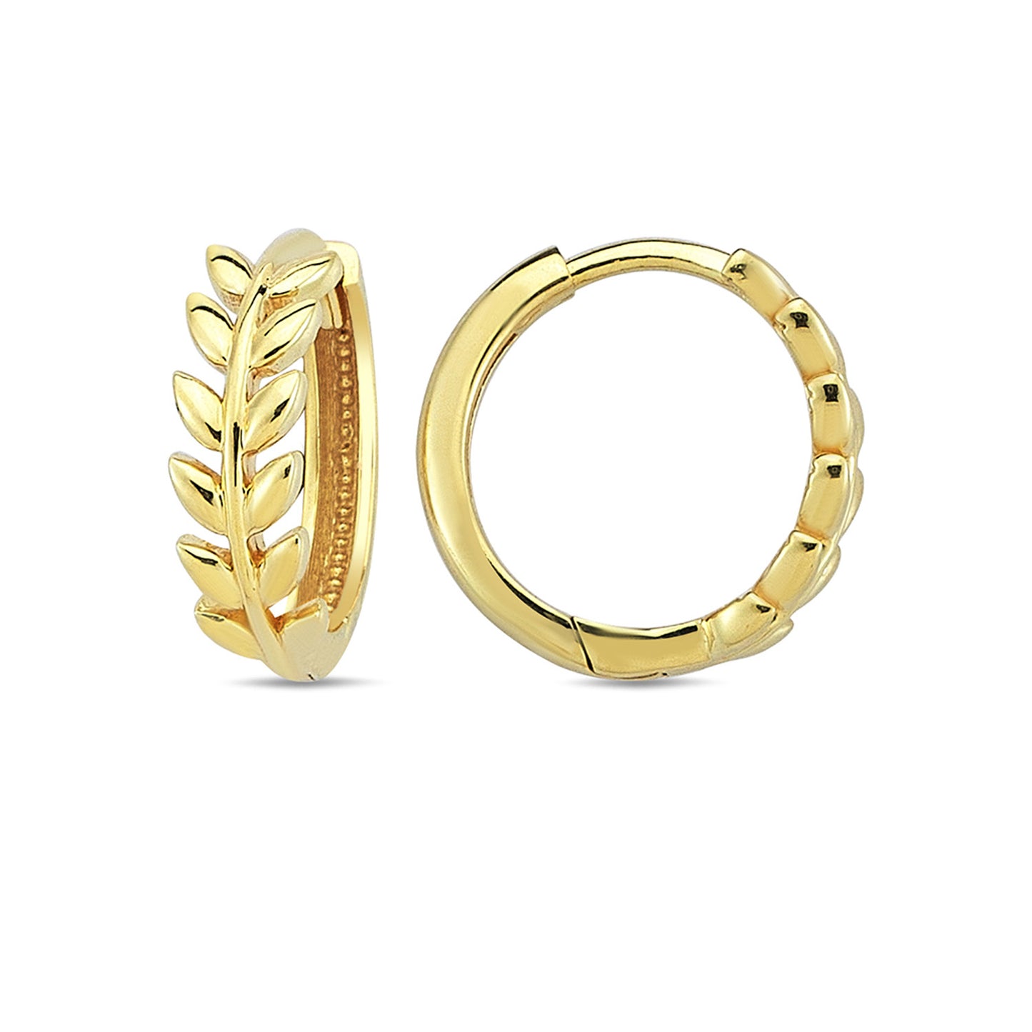 9K Yellow Gold Nature Huggie Earrings