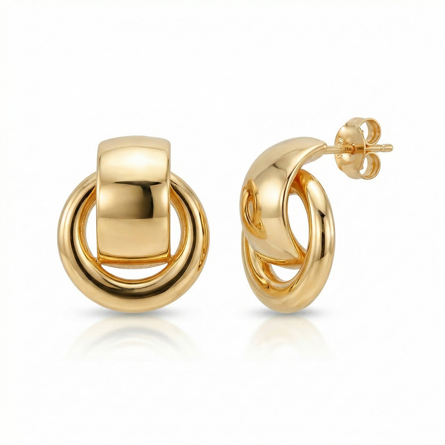 9K Yellow Gold Looped In Stud Earrings