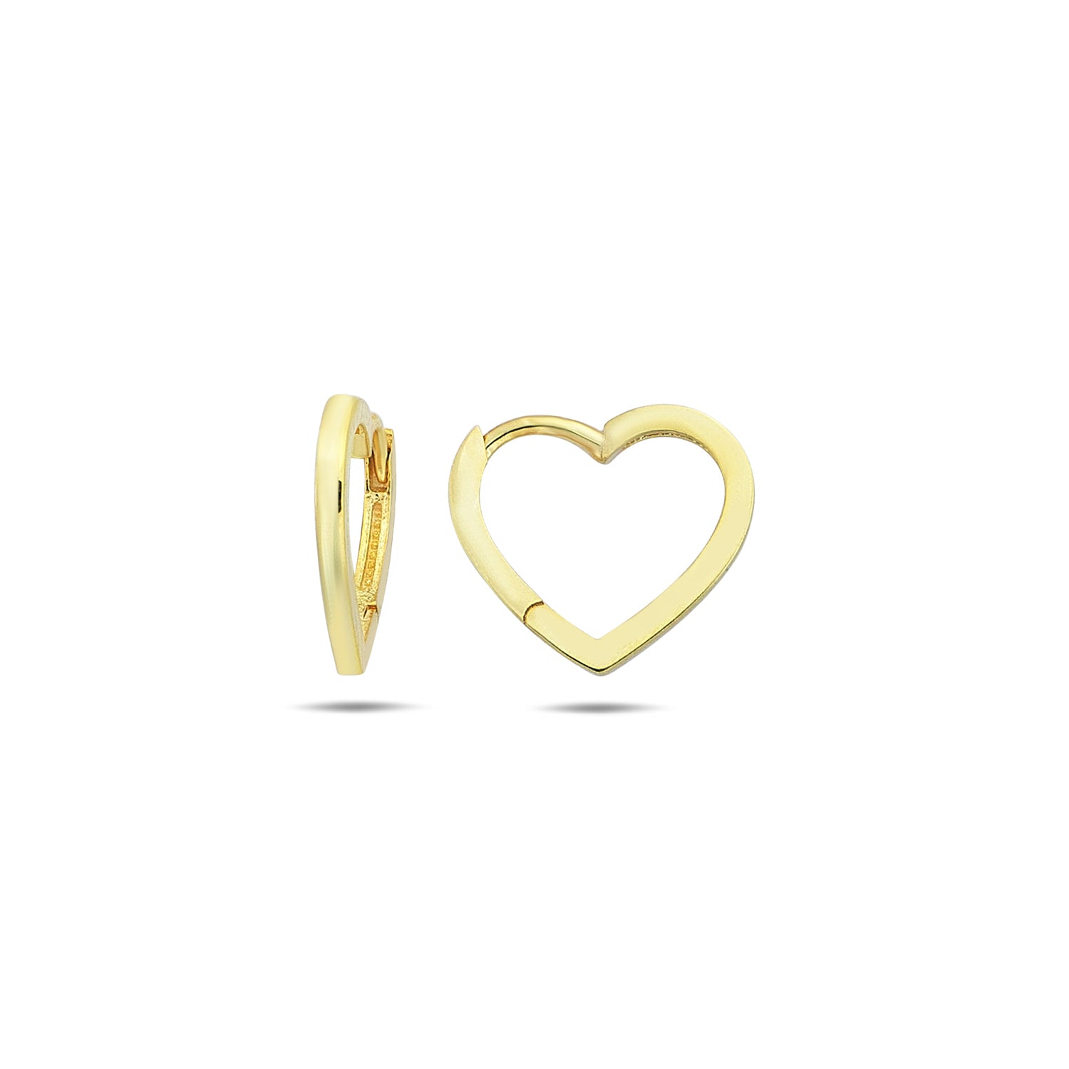 9K Yellow Gold Open Heart Hoop Earrings