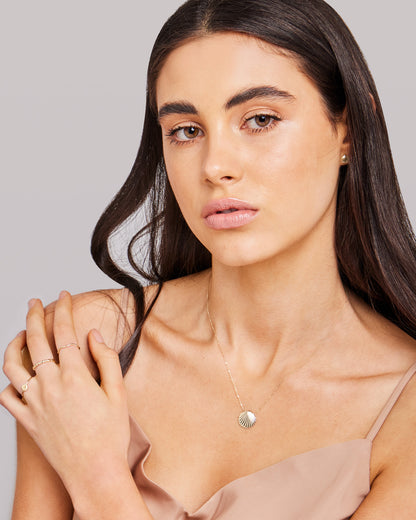 9K Yellow Gold Clam Shell Stud Earrings