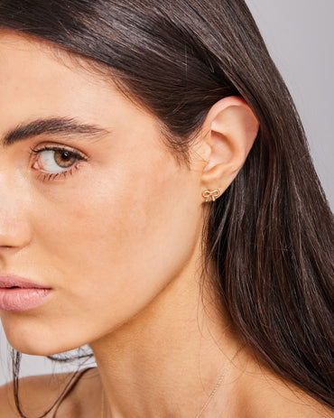 9K Yellow Gold Bow Stud Earrings