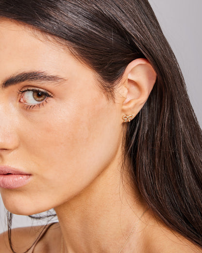 9K Yellow Gold Bow Stud Earrings