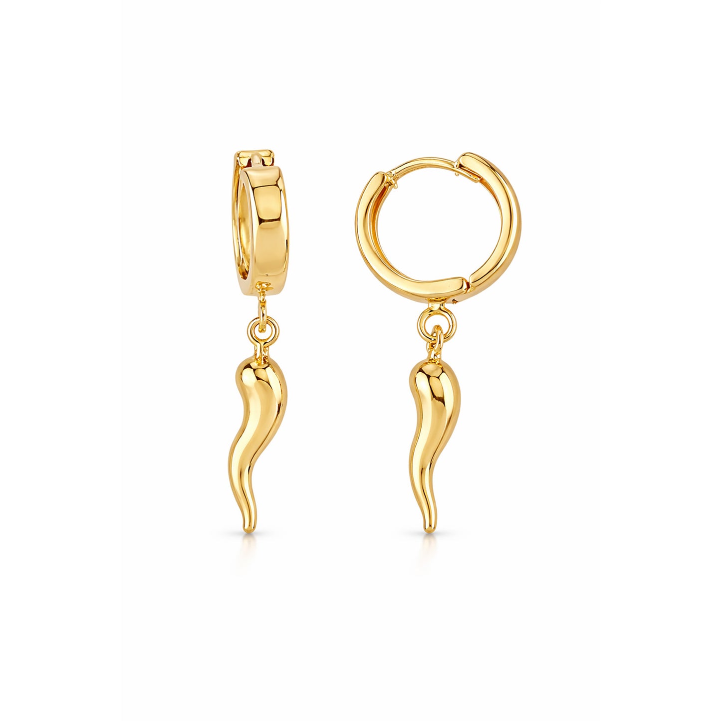 9K Yellow Gold Gold Horn Huggie Earrings