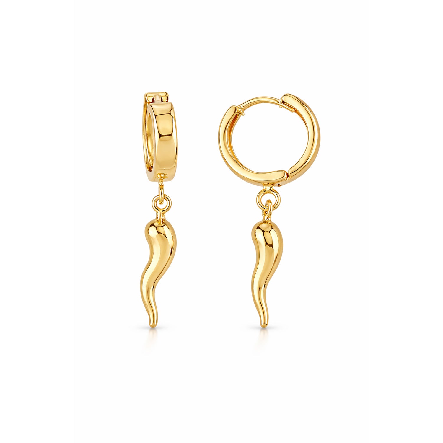 9K Yellow Gold Gold Horn Huggie Earrings