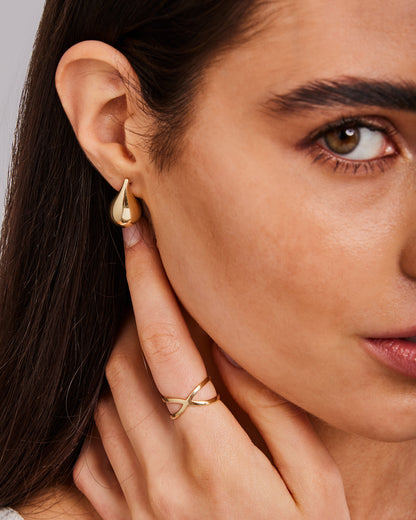 9K Yellow Gold Bold Hollow Drop Earrings