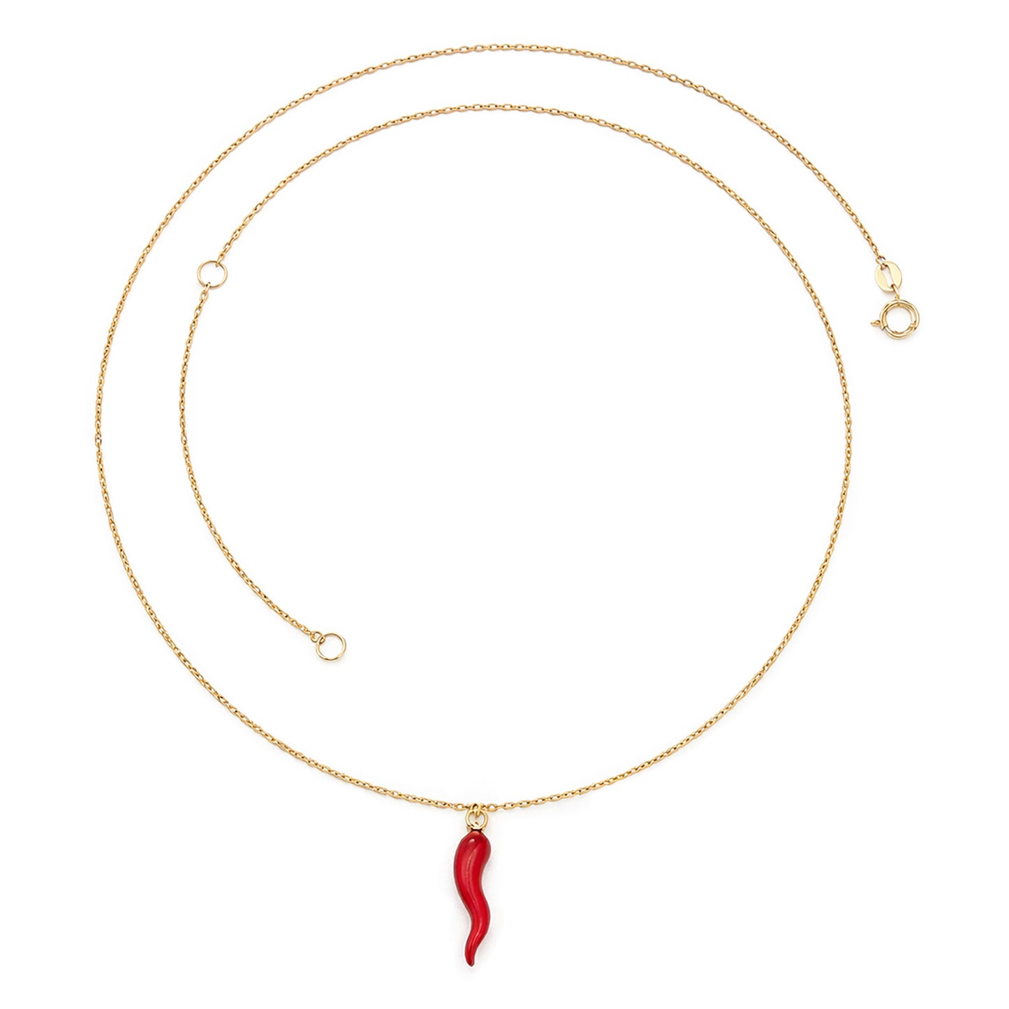 9K Yellow Gold Red Horn Necklace 40-45cm