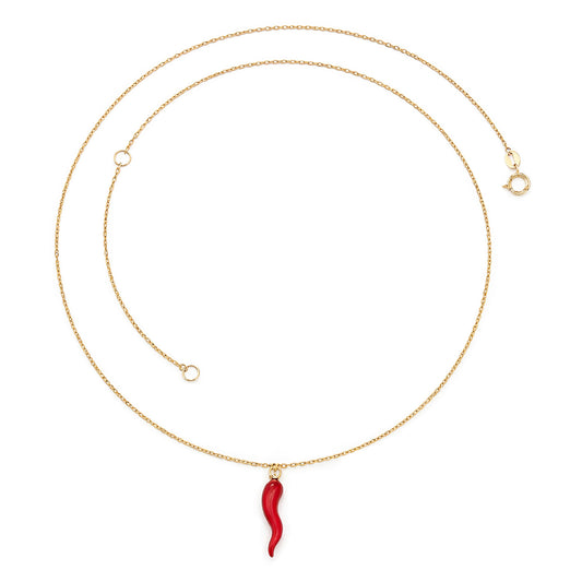 9K Yellow Gold Red Horn Necklace 40-45cm