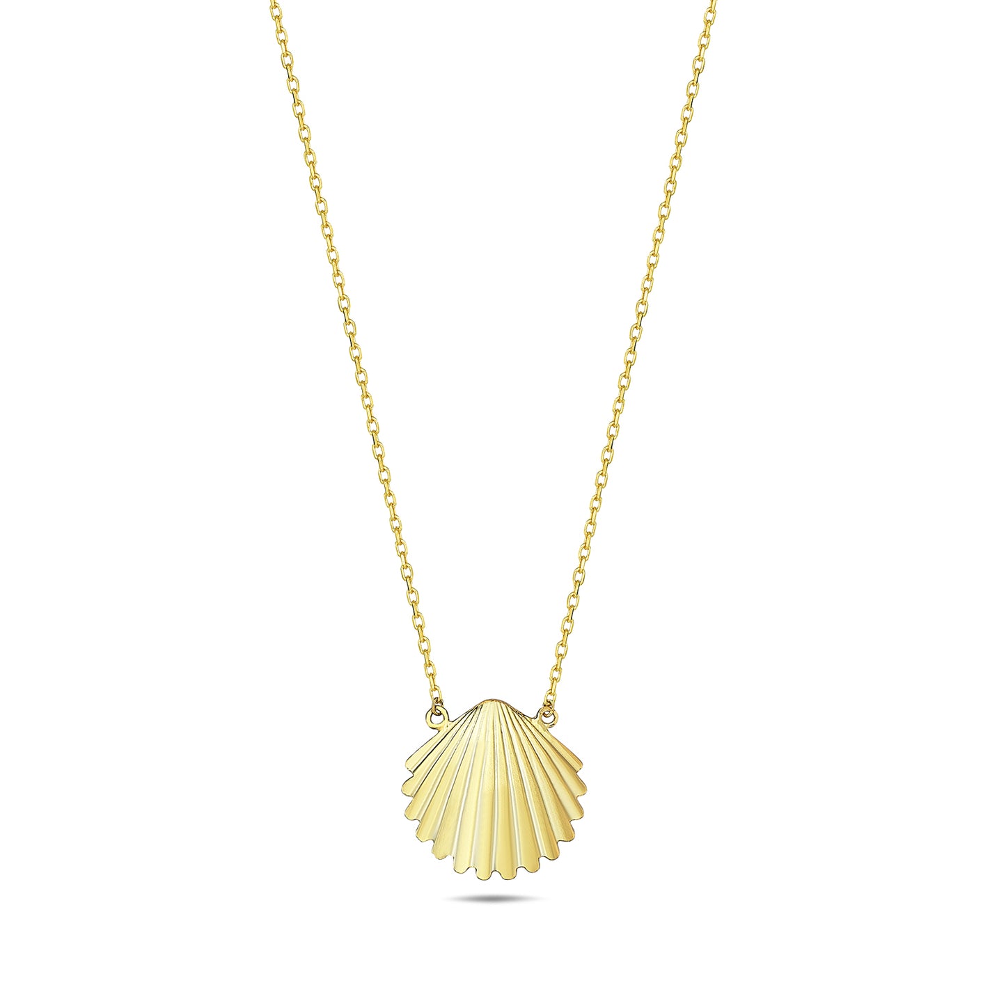 9K Yellow Gold Clam Shell Necklace 40-45cm