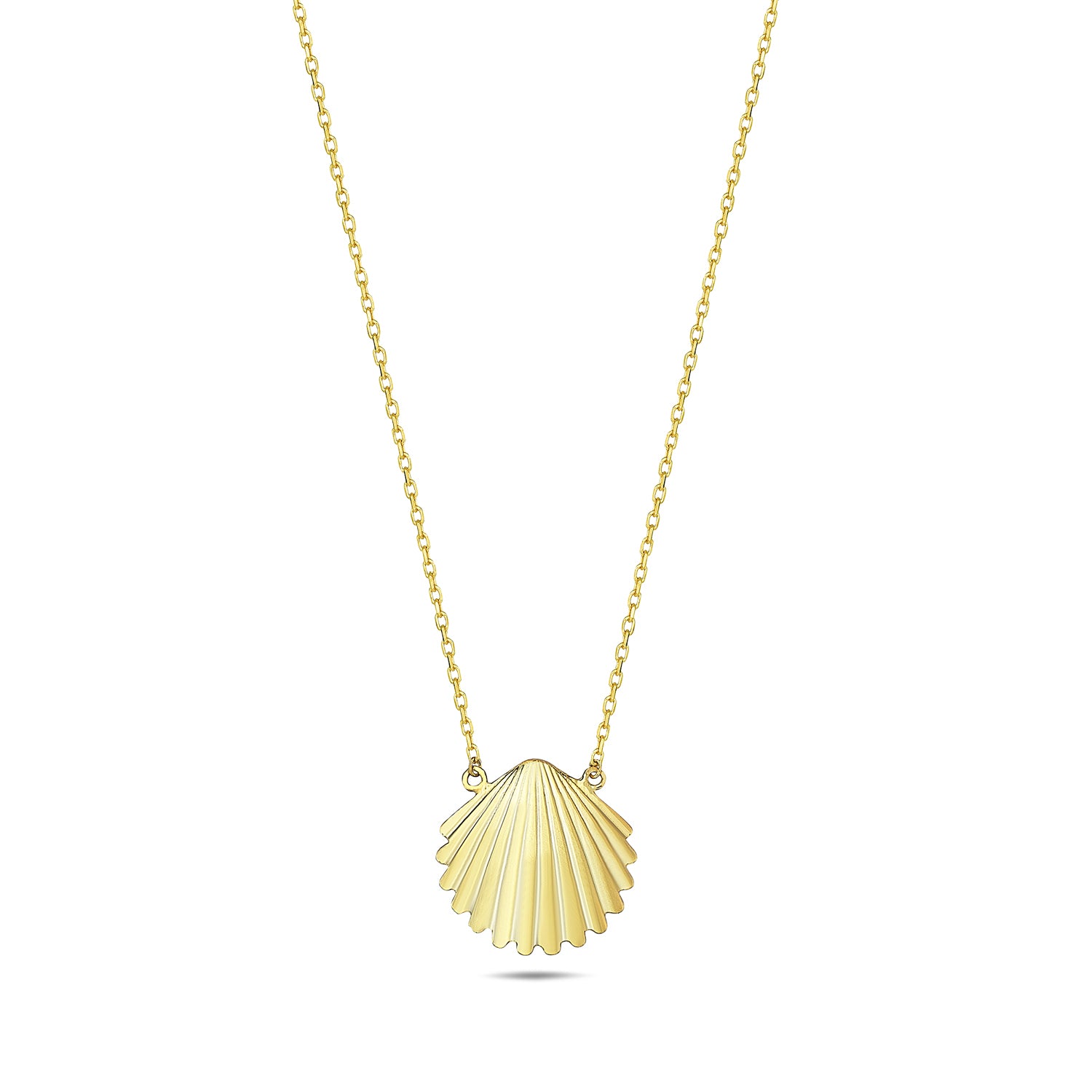9K Yellow Gold Clam Shell Necklace 40-45cm