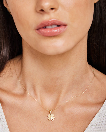 9K Yellow Gold Lucky Clover Necklace 40-45cm