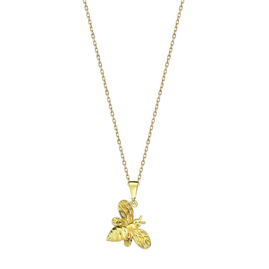 9K Yellow Gold Bumble Bee Necklace 40-45cm