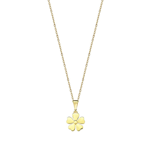 9K Yellow Gold Flower Necklace 40-45cm
