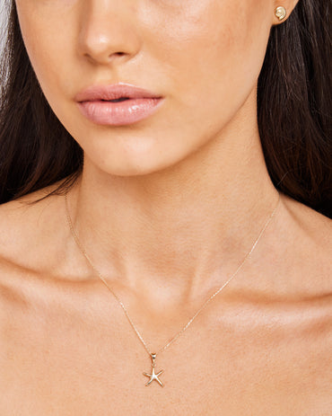 9K Yellow Gold Starfish Necklace 40-45cm