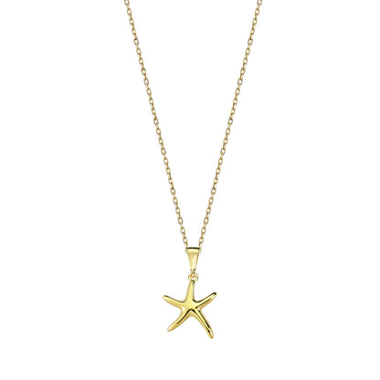 9K Yellow Gold Starfish Necklace 40-45cm