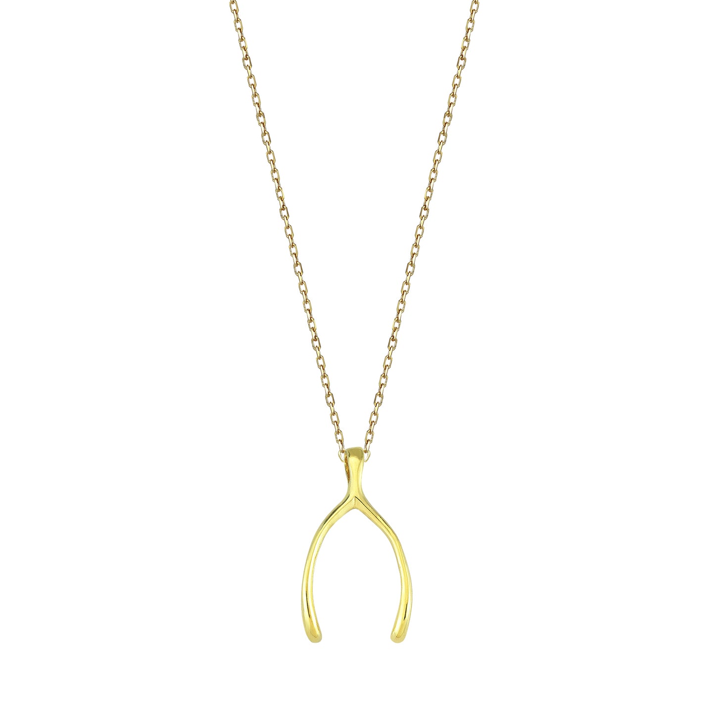 9K Yellow Gold Lucky Wishbone Necklace 40-45cm