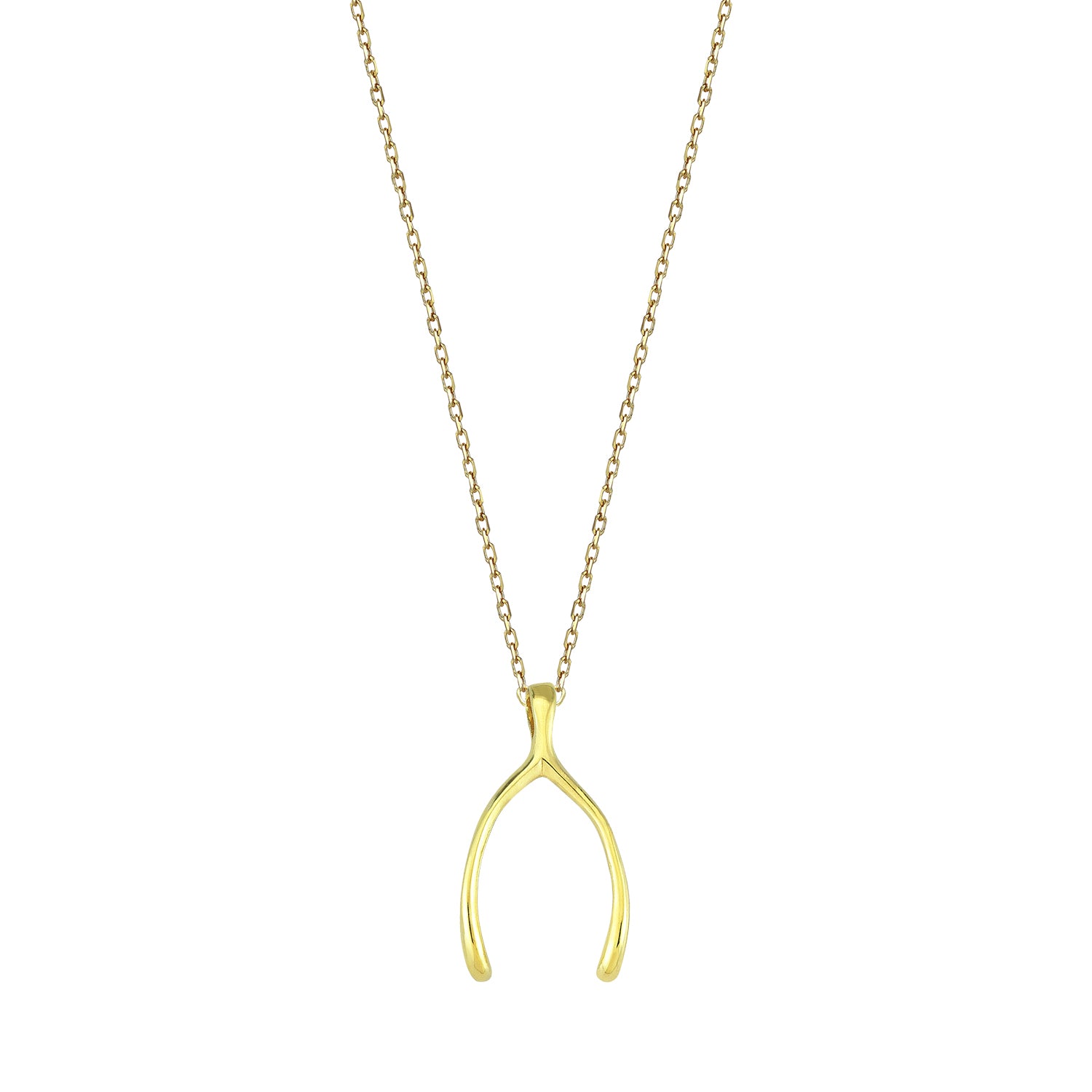 9K Yellow Gold Lucky Wishbone Necklace 40-45cm