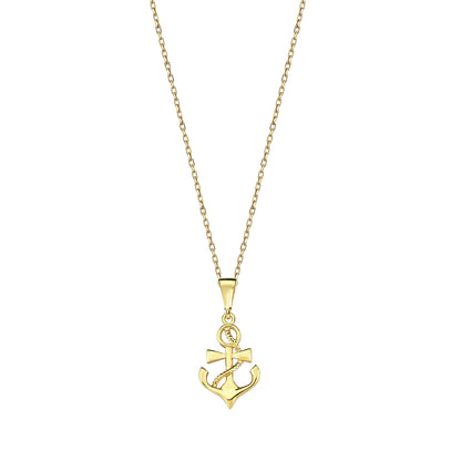 9K Yellow Gold Faith Love Hope Necklace 40-45cm