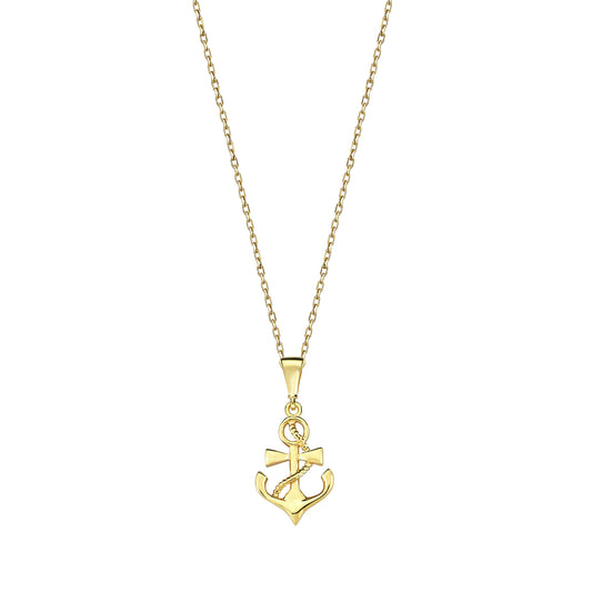 9K Yellow Gold Faith Love Hope Necklace 40-45cm