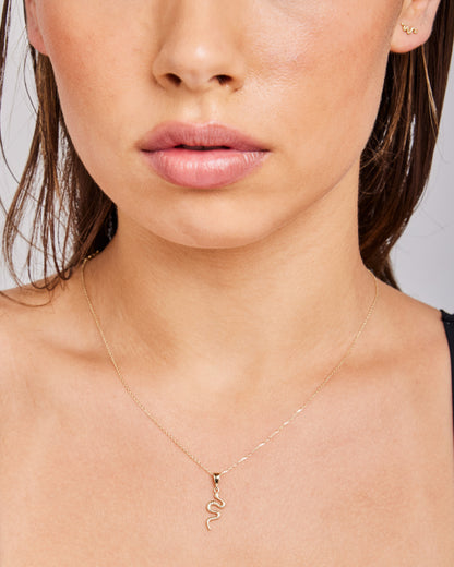 9K Yellow Gold Snake Necklace 40-45cm
