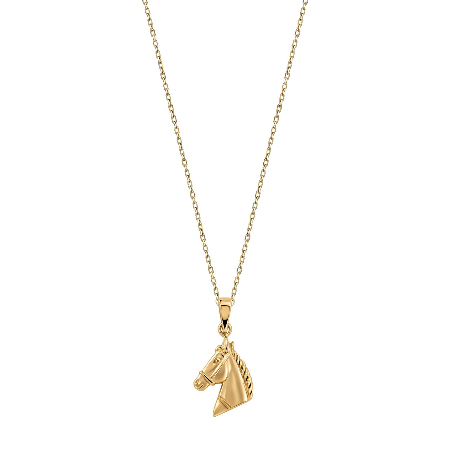 9K Yellow Gold Horse Head Necklace 40-45cm