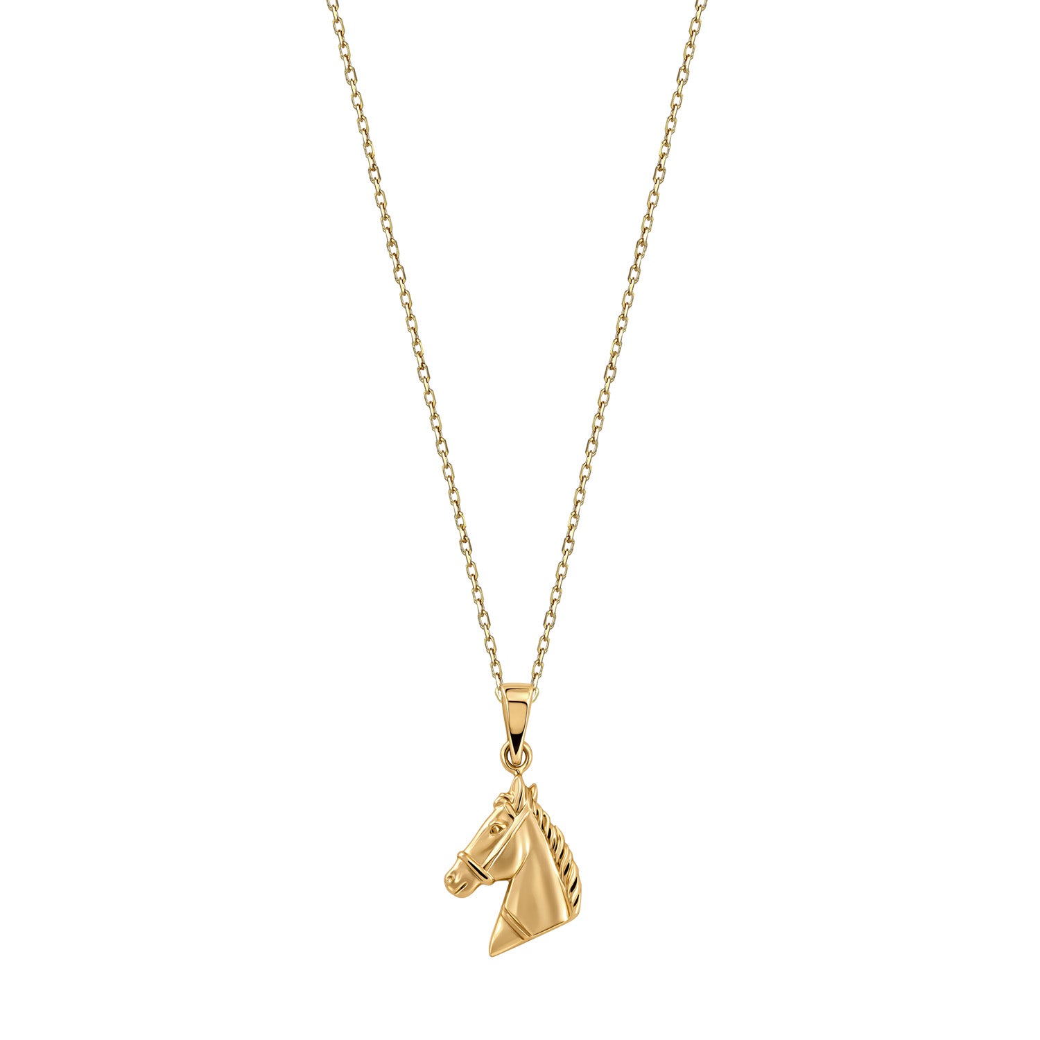 9K Yellow Gold Horse Head Necklace 40-45cm