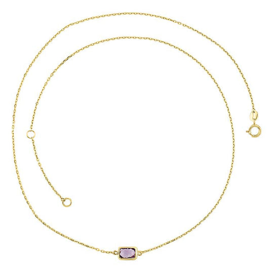 9K Yellow Gold Faceted Amethyst Necklace 45cm