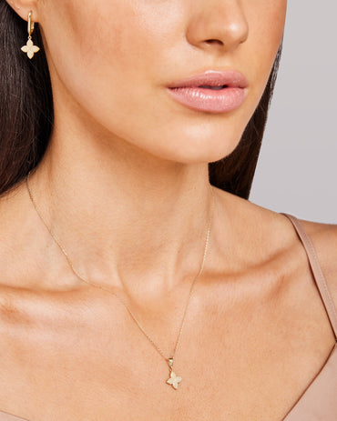9K Yellow Gold Petite Floral Necklace 40-45cm