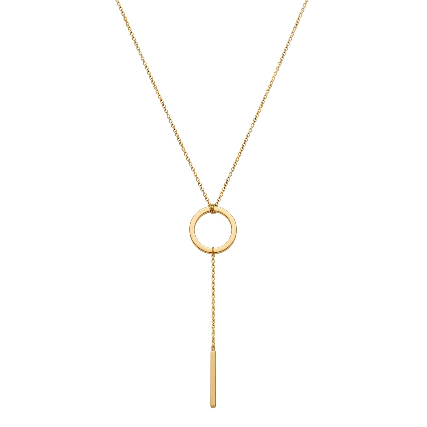 9K Yellow Gold Circle & Bar 'Y' Necklace 40-45cm