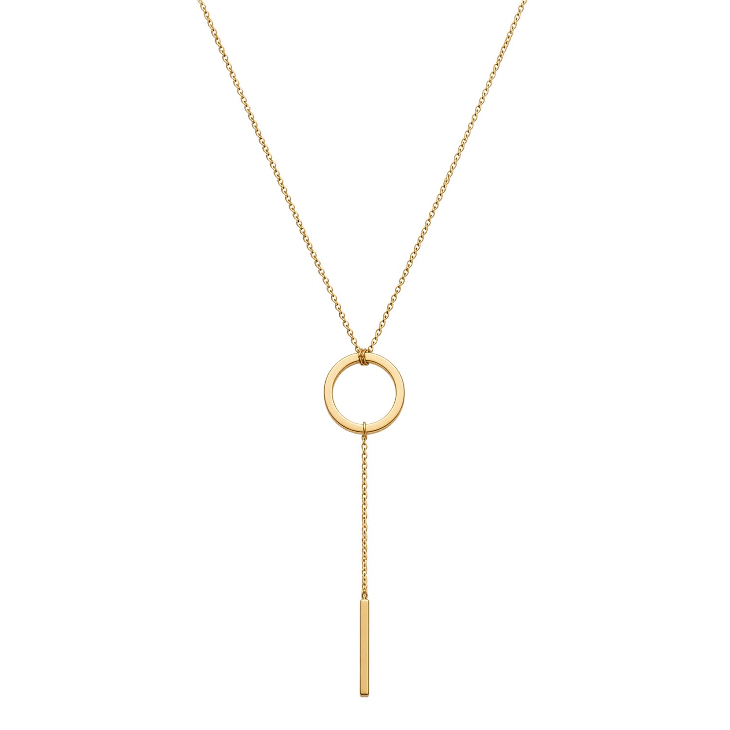 9K Yellow Gold Circle & Bar 'Y' Necklace 40-45cm