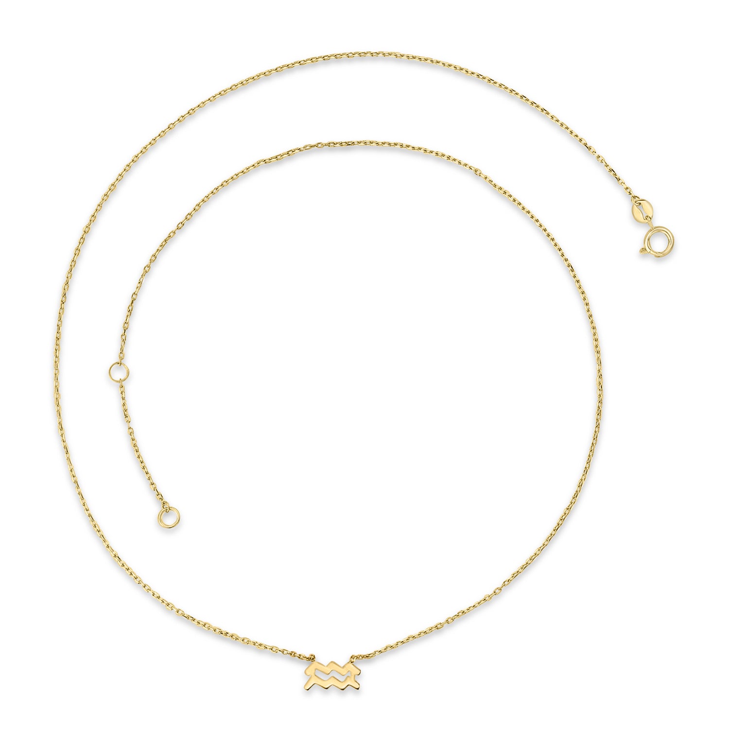 9K Yellow Gold Aquarius Zodiac Necklace 40-45cm