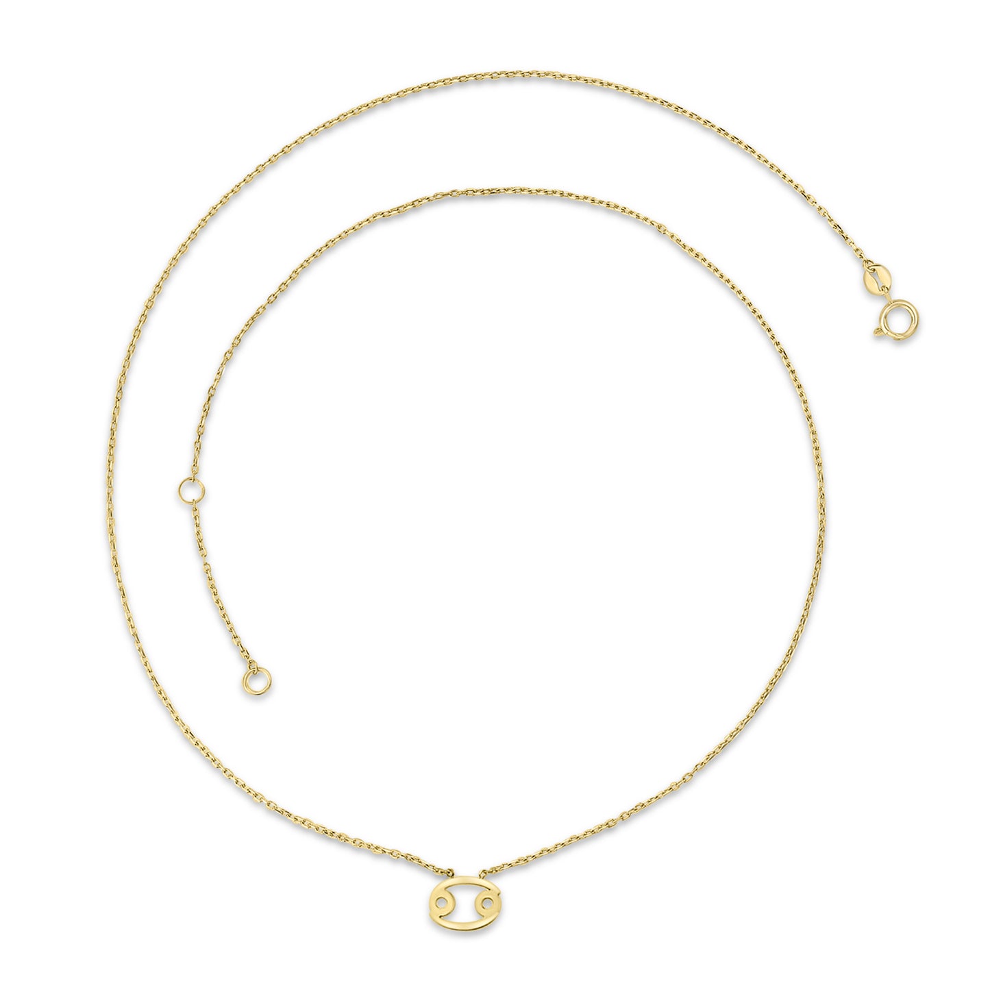 9K Yellow Gold Cancer Zodiac Necklace 40-45cm