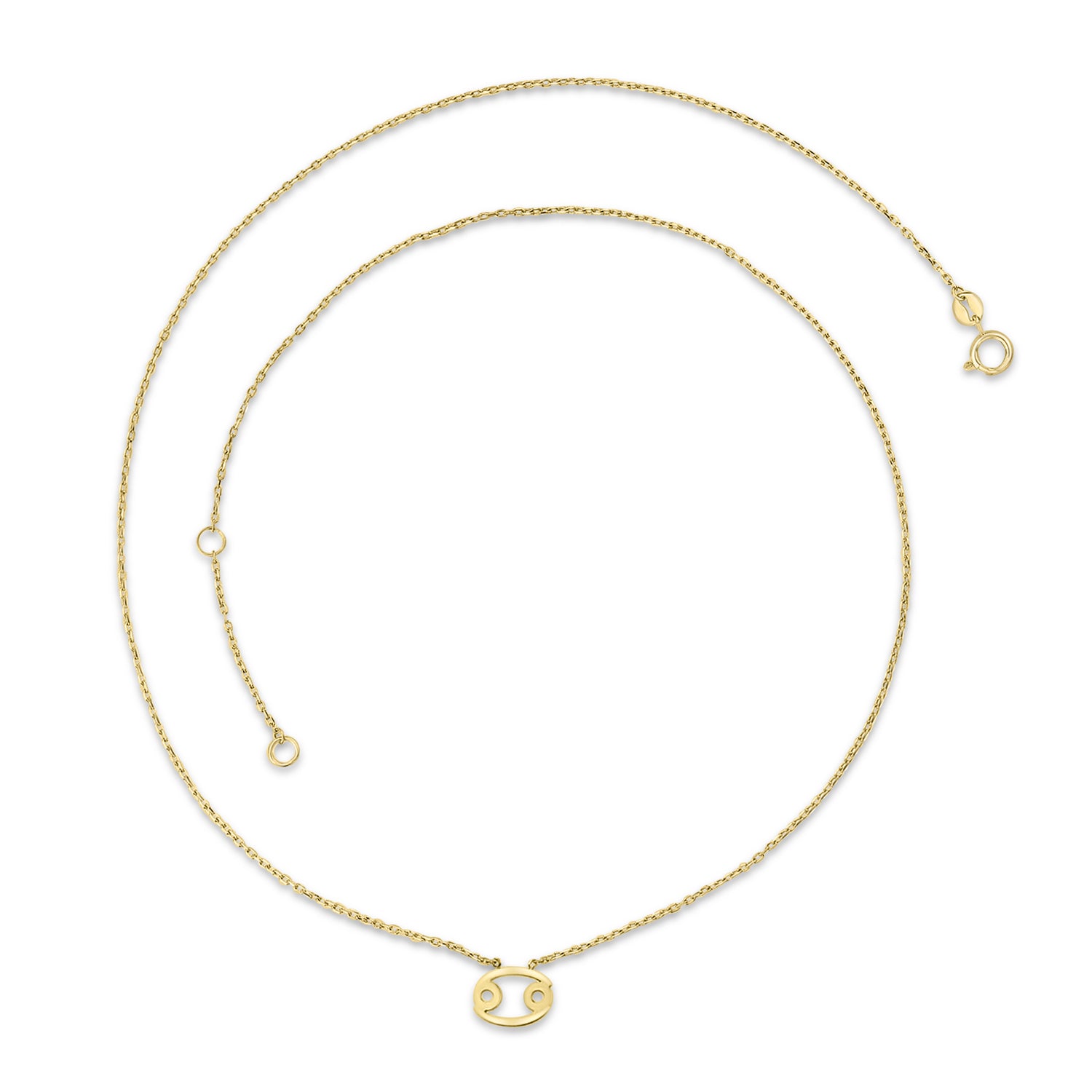 9K Yellow Gold Cancer Zodiac Necklace 40-45cm