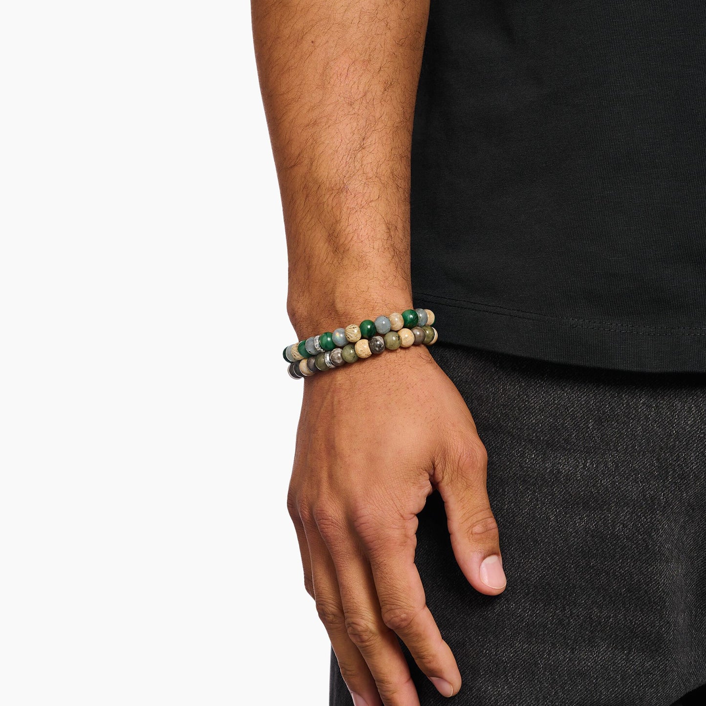 THOMAS SABO Bracelet with labradorite and crocodile jasper beads