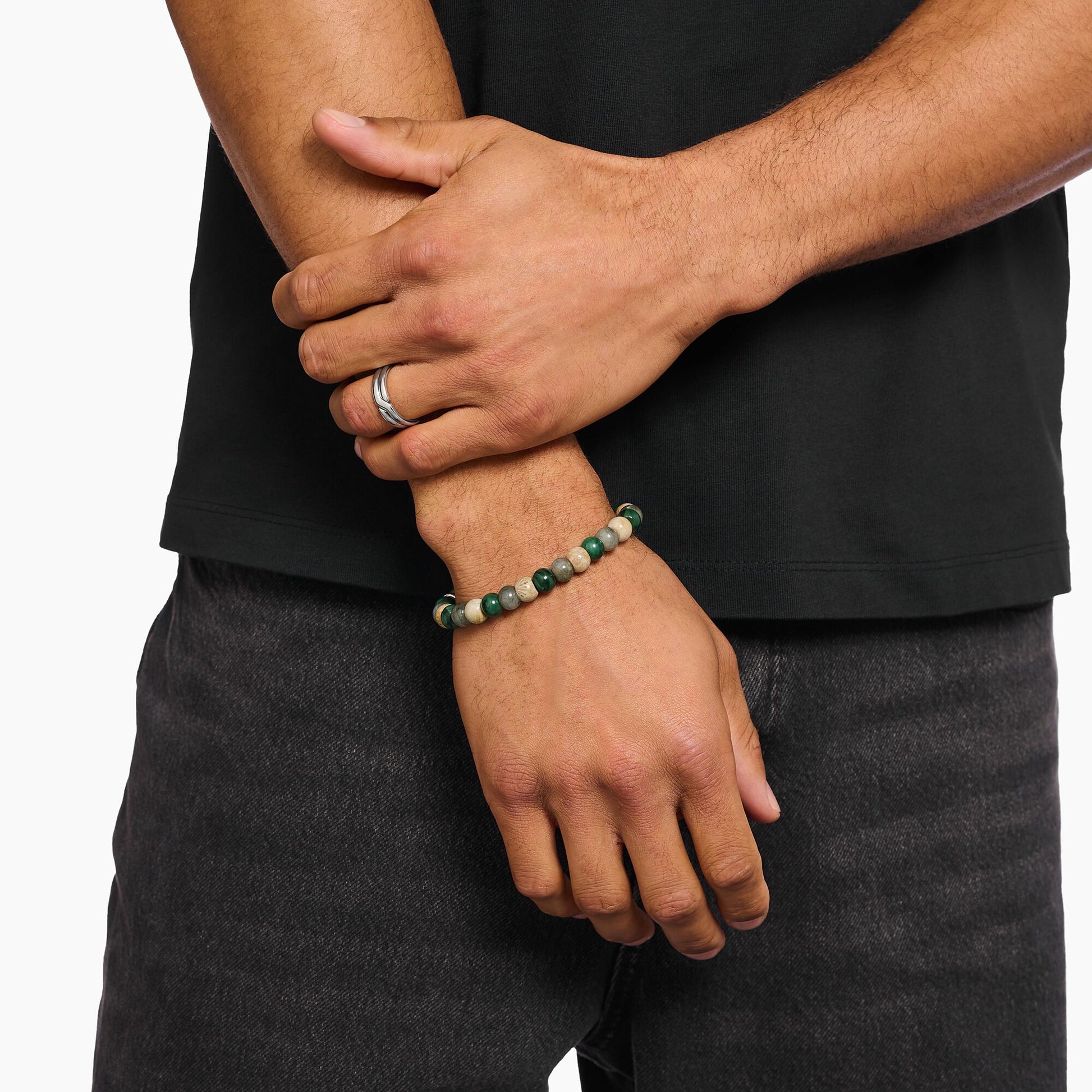 THOMAS SABO Jasper, jade, labradorite beaded bracelet
