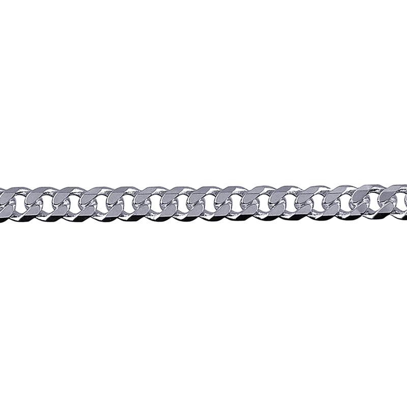 Bevelled Curb Diamond Cut Chain 3.60mm — White Gold
