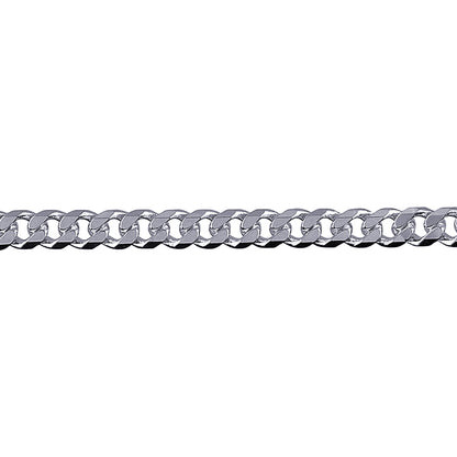 Bevelled Curb Diamond Cut Chain 3.60mm — White Gold