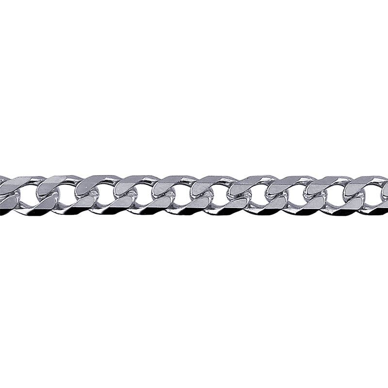 Bevelled Curb Diamond Cut Chain 4.60mm — White Gold