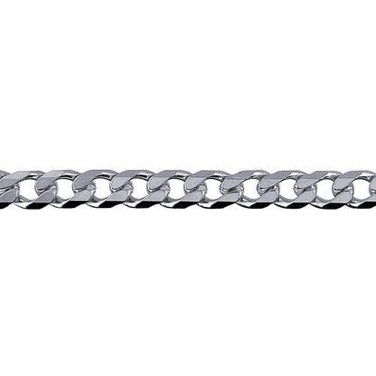 Bevelled Curb Diamond Cut Chain 4.60mm — White Gold