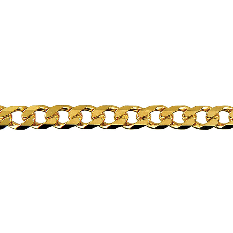 Bevelled Curb Diamond Cut Chain 4.60mm — Yellow Gold