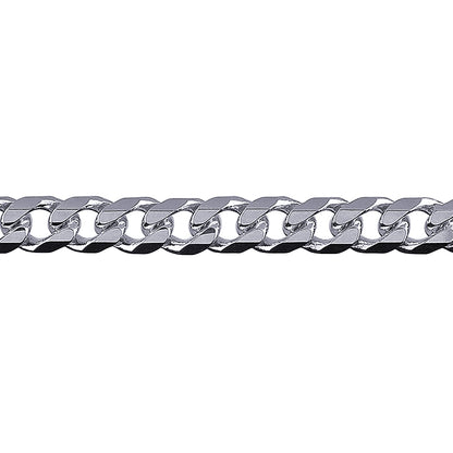 Bevelled Curb Diamond Cut Chain 5.40mm — White Gold