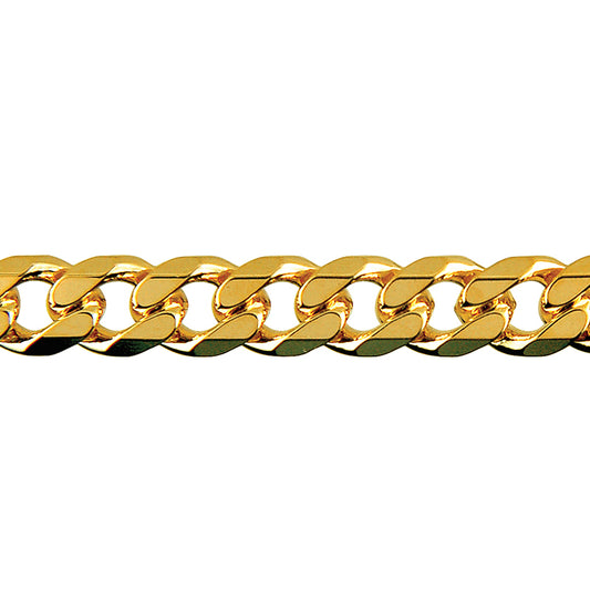 Bevelled Curb Diamond Cut Chain 6.90mm — Yellow Gold
