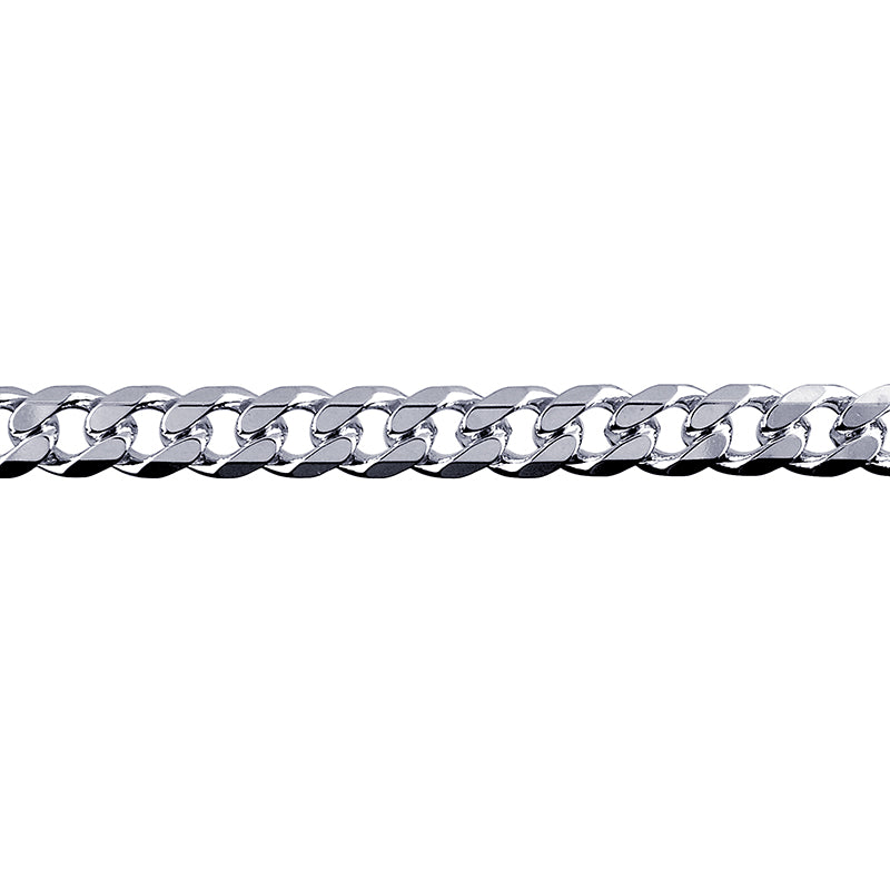 Bevelled Curb Diamond Cut Chain 6.90mm — Sterling Silver
