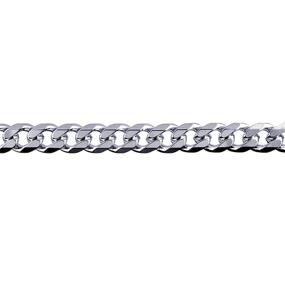 Bevelled Curb Diamond Cut Chain 6.90mm — Sterling Silver