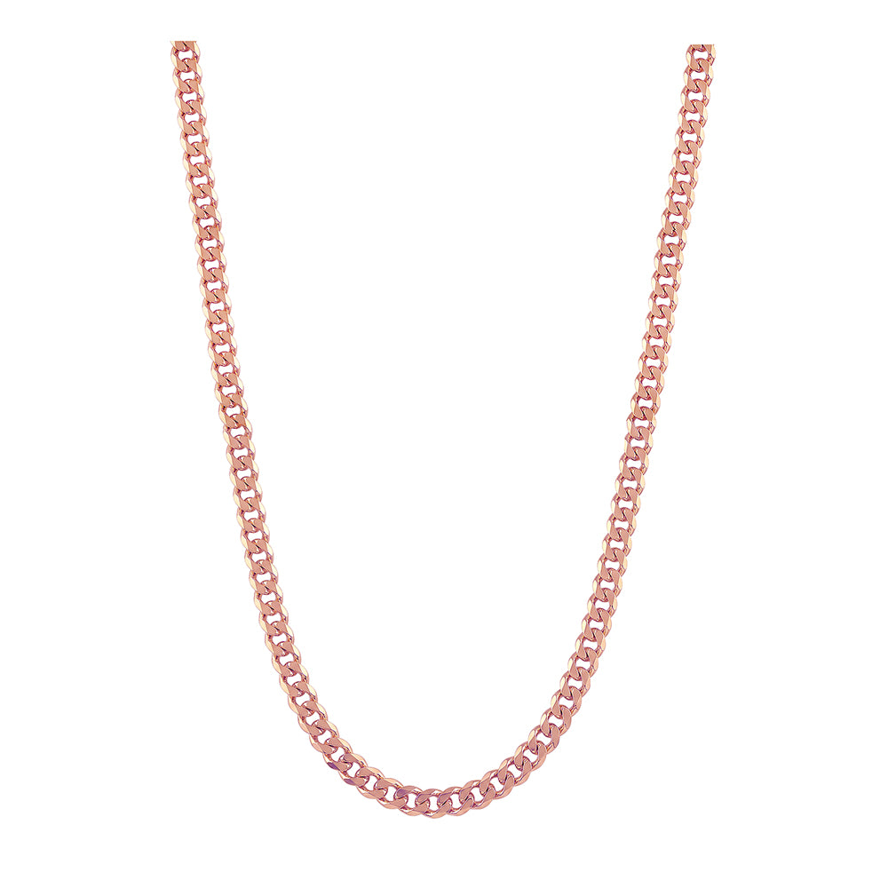 Bevelled Curb Diamond Cut Chain 2.10mm — Rose Gold