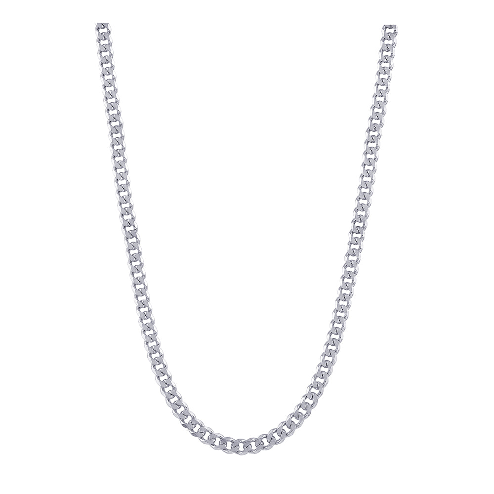 Bevelled Curb Diamond Cut Chain 2.10mm — White Gold