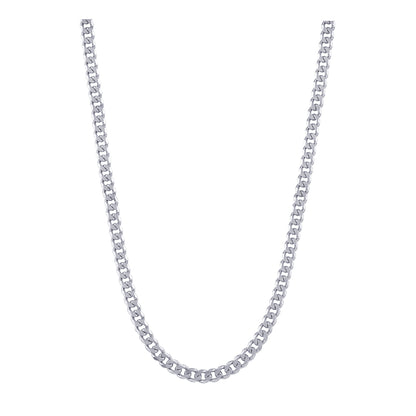Bevelled Curb Diamond Cut Chain 2.10mm — White Gold