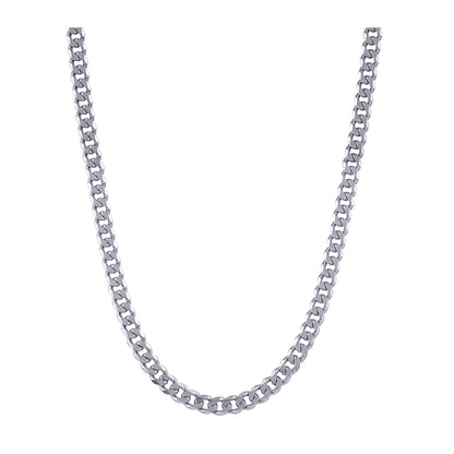 Bevelled Curb Diamond Cut Chain 3.0mm — White Gold