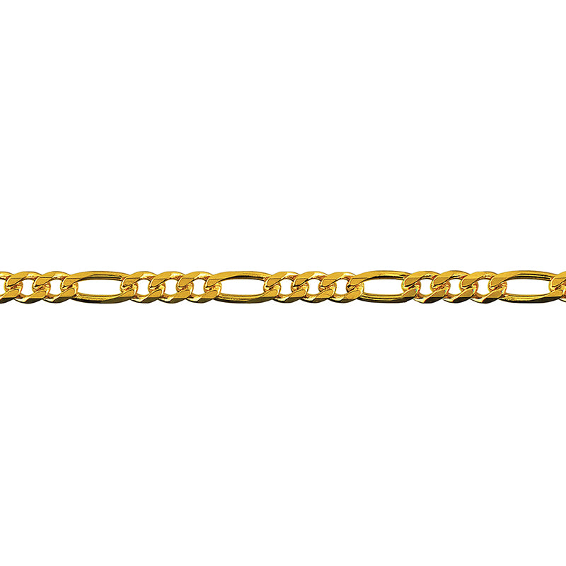 Bevelled Figaro Diamond Cut Chain 3.30mm — Yellow Gold
