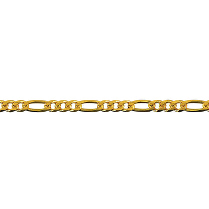 Bevelled Figaro Diamond Cut Chain 3.30mm — Yellow Gold