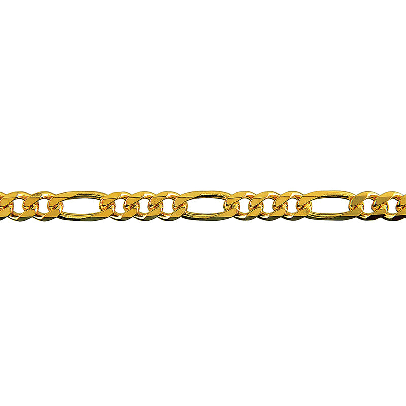 Bevelled Figaro Diamond Cut Chain 4.20mm — Yellow Gold
